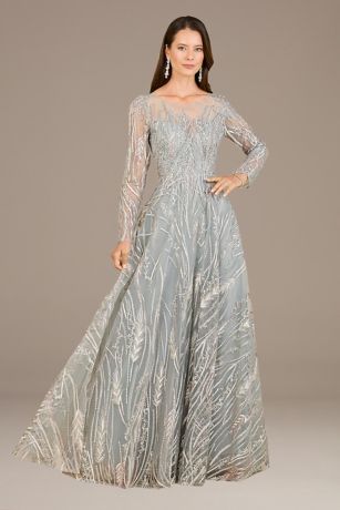 Picture of Lara Long Sleeve Embroidered Ball Gown