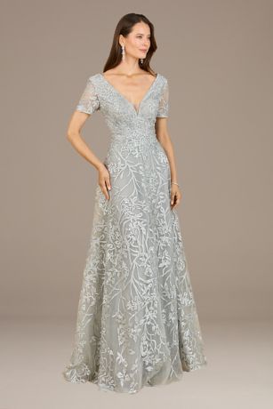 Picture of Lara Short Sleeve V-Neck Embroidered Ball Gown