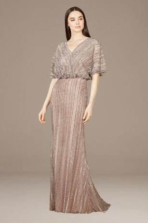 Picture of Lara Embroidered Blouson Gown with Cape Sleeves