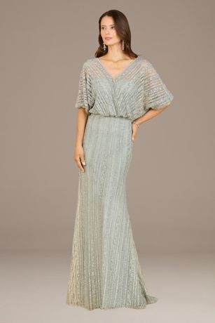 Picture of Lara Embroidered Blouson Gown with Cape Sleeves