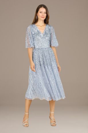 Picture of Lara Irene Tea Length Sequin Tulle A-Line Dress