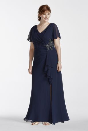 flutter sleeve mother of the bride dress