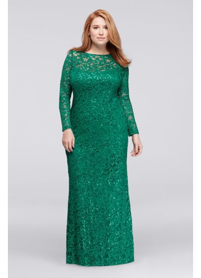 Long Lace Plus Size Dress with Long Sleeves | David's Bridal