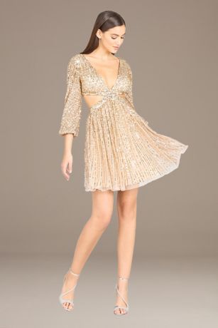 Picture of Lara Long Sleeve Sequin Mini Dress with Cutouts