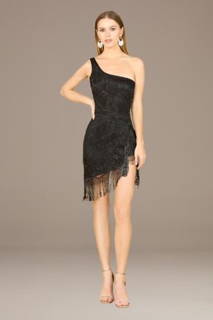 Lara Beaded Spaghetti Strap Dress with Fringe | David's Bridal