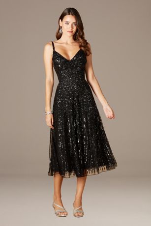 Picture of Lara Sequin Midi Dress with Spaghetti Straps
