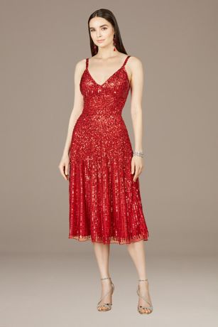 Picture of Lara Sequin Midi Dress with Spaghetti Straps