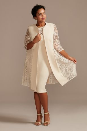 Plus Short Dress and Jacket with Lace ...