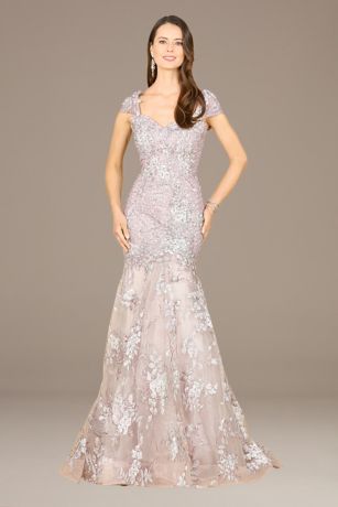 Picture of Lara Embroidered Mermaid Gown with Cap Sleeves