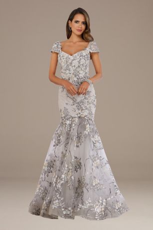 Picture of Lara Embroidered Mermaid Gown with Cap Sleeves