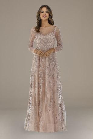 long sleeve lace a line dress