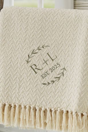 Picture of Their Initials Wedding Embroidered Afghan