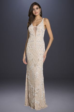 Picture of Lara Beverly Long Beaded Low-Back V-Neck Gown