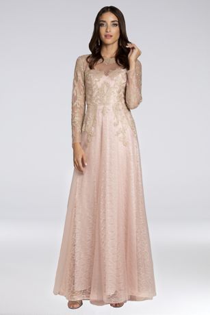 long sleeve a line gown