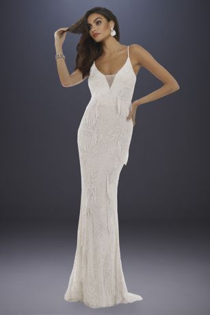 beaded sheath wedding dress