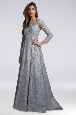 silver long sleeve gown