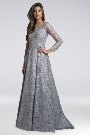 long sleeve lace evening gown
