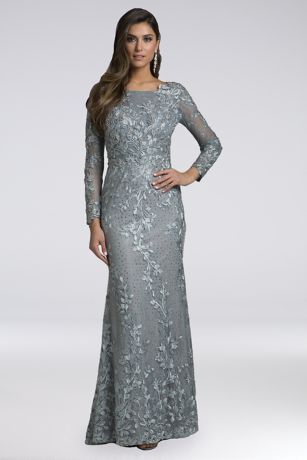 grey lace sheath dress