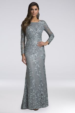 grey lace dress long