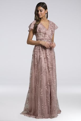 mauve gowns with sleeves