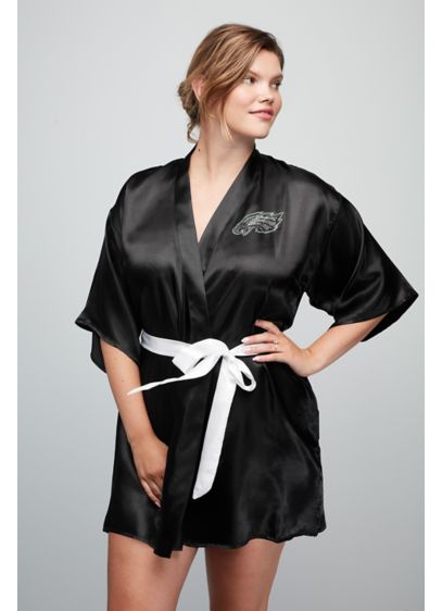 Black (Philadelphia Eagles Crystal Embellished Satin Robe)