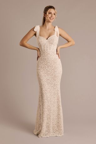 Picture of Lace Sheath Dress with Bow Straps