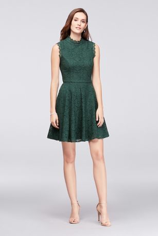 mock neck fit and flare dress