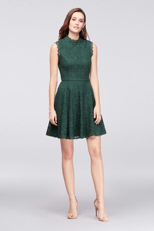 mock neck flare dress