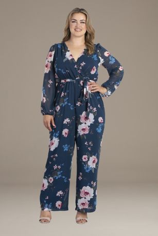 Picture of Plus Size Celina Chiffon Long Sleeve Jumpsuit