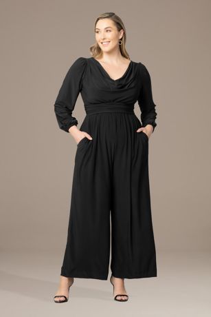 Picture of Cowl Neck Wide Leg Plus Size Jersey Jumpsuit