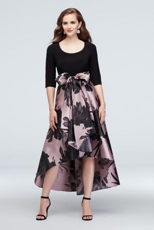 Picture of Printed High-Low 3/4 Sleeve A-line Dress with Sash