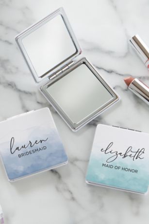 Picture of Watercolor Bridesmaid Personalized Compact Mirror