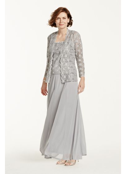 Two Piece Lace and Chiffon Jacket Dress | David's Bridal