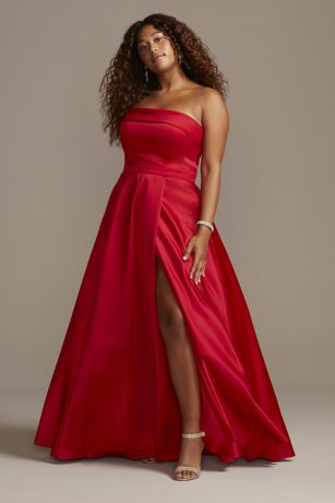 red satin dress plus size