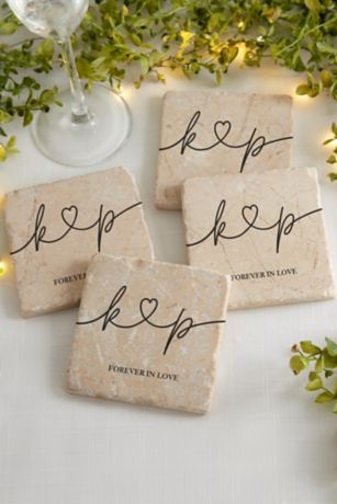 Picture of Personalized Tumbled Stone Coaster Set