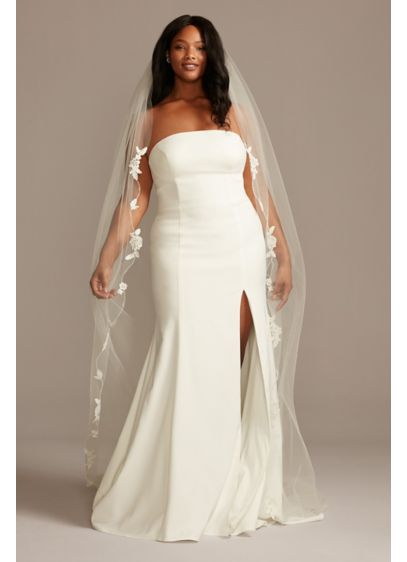 Floral Applique and Bead Scalloped Cathedral Veil | David's Bridal