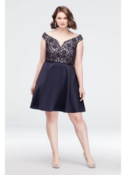 Bonded Lace Fit-and-Flare Plus Size Dress | Bridal