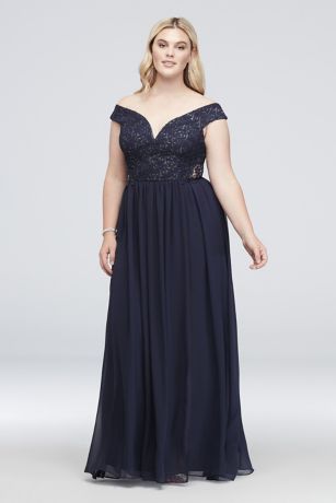 plus size off the shoulder gown