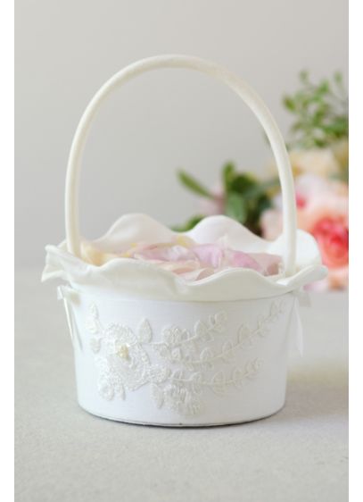 Ivory (Embroidered Flower Basket with Faux Pearls)