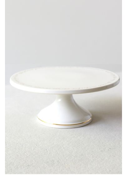 Gilded Trim Ceramic Cake Stand - Trimmed in shiny gold, this ceramic cake stand