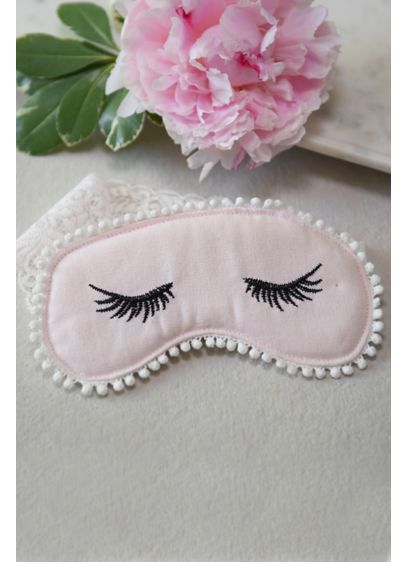 Eyelash Sleep Mask with Pompoms - Printed eyelashes and pompom trim add elements of