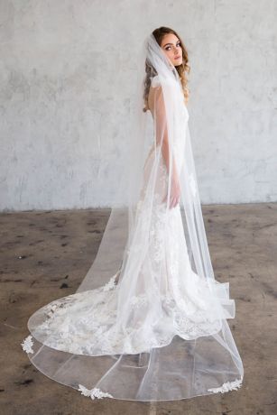 Picture of Tulle Cathedral Veil with Lace Appliques