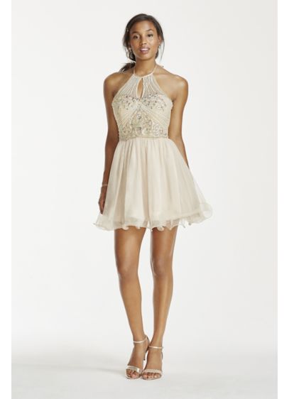 Short Ballgown Halter Cocktail and Party Dress - Masquerade