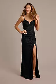 Long Black Formal Prom Dress with Lace Back