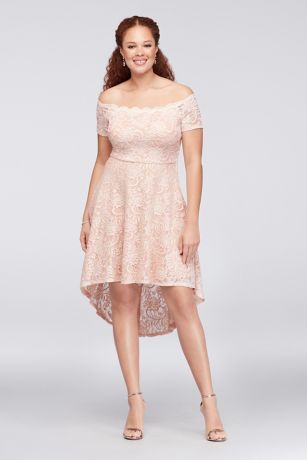plus size lace high low dress