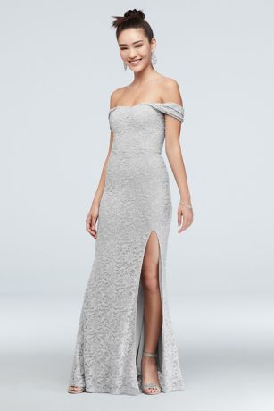 david's bridal off the shoulder lace dress