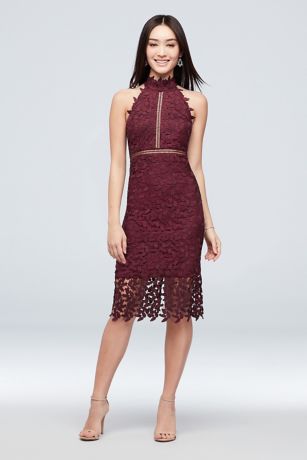 maroon high neck dress