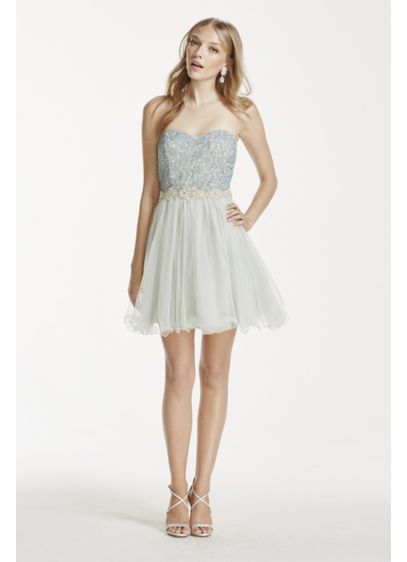 Sequin and Pearl Embellished Tulle Dress | David's Bridal