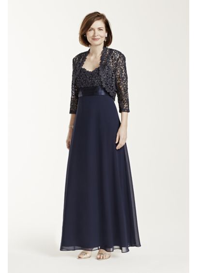 Long Sleeve Metallic Lace Jacket Dress David s Bridal Long Sleeve Metallic Lace Jacket Dress David s Bridal