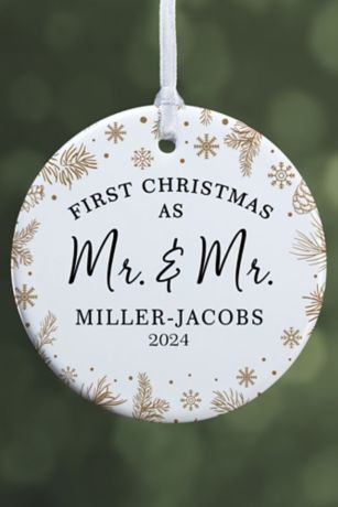 Picture of Gold Foliage Wedding Personalized Ornament
